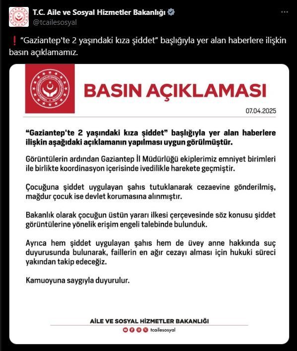 Gaziantep’te 2 Yaşındaki Çocuğa Şiddet: Baba Tutuklandı, Çocuk Devlet Korumasında