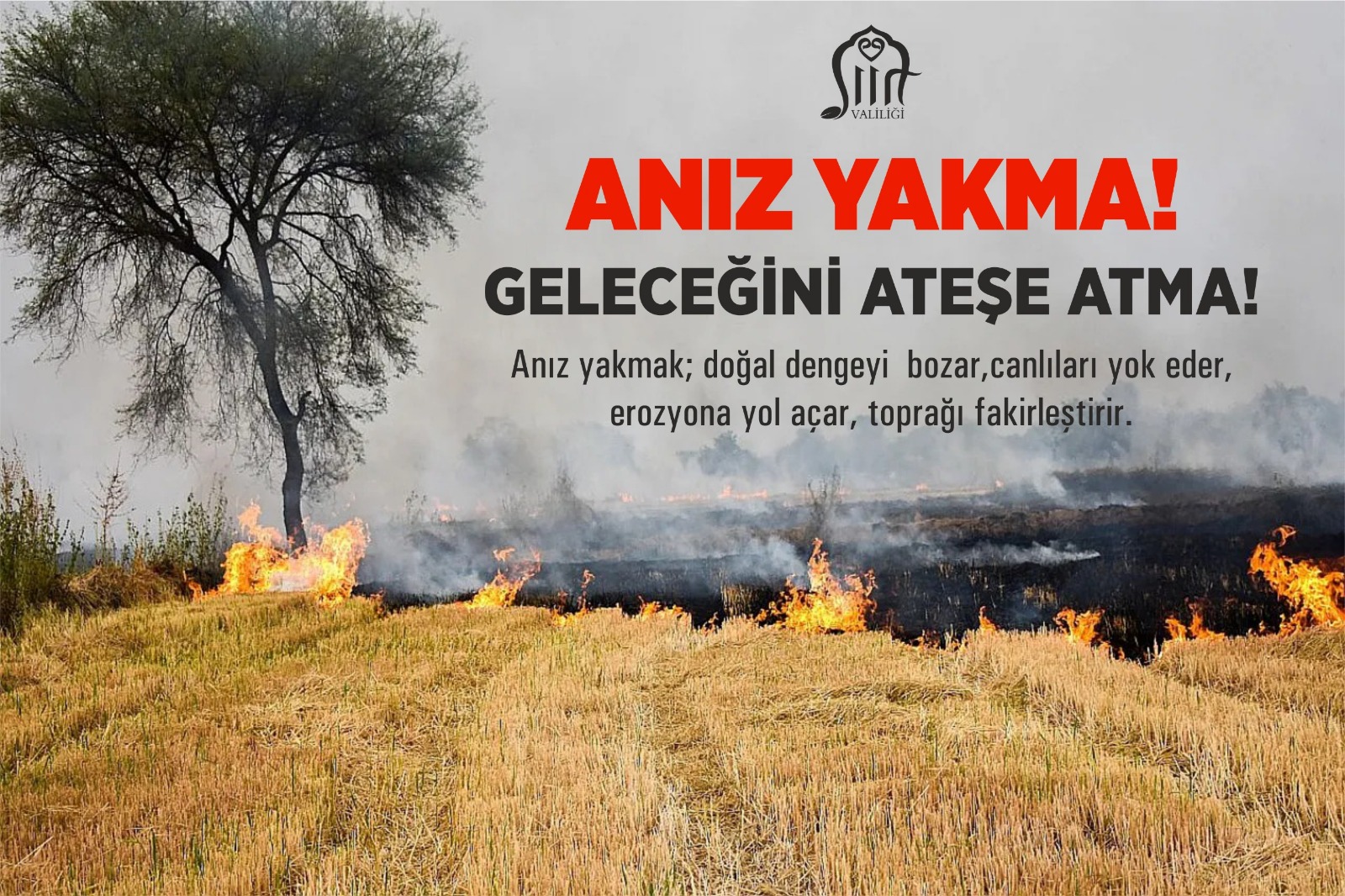 Siirt Valiliği’nden Anız Yangını Uyarısı: Cezalar Ağır, Taviz Yok!