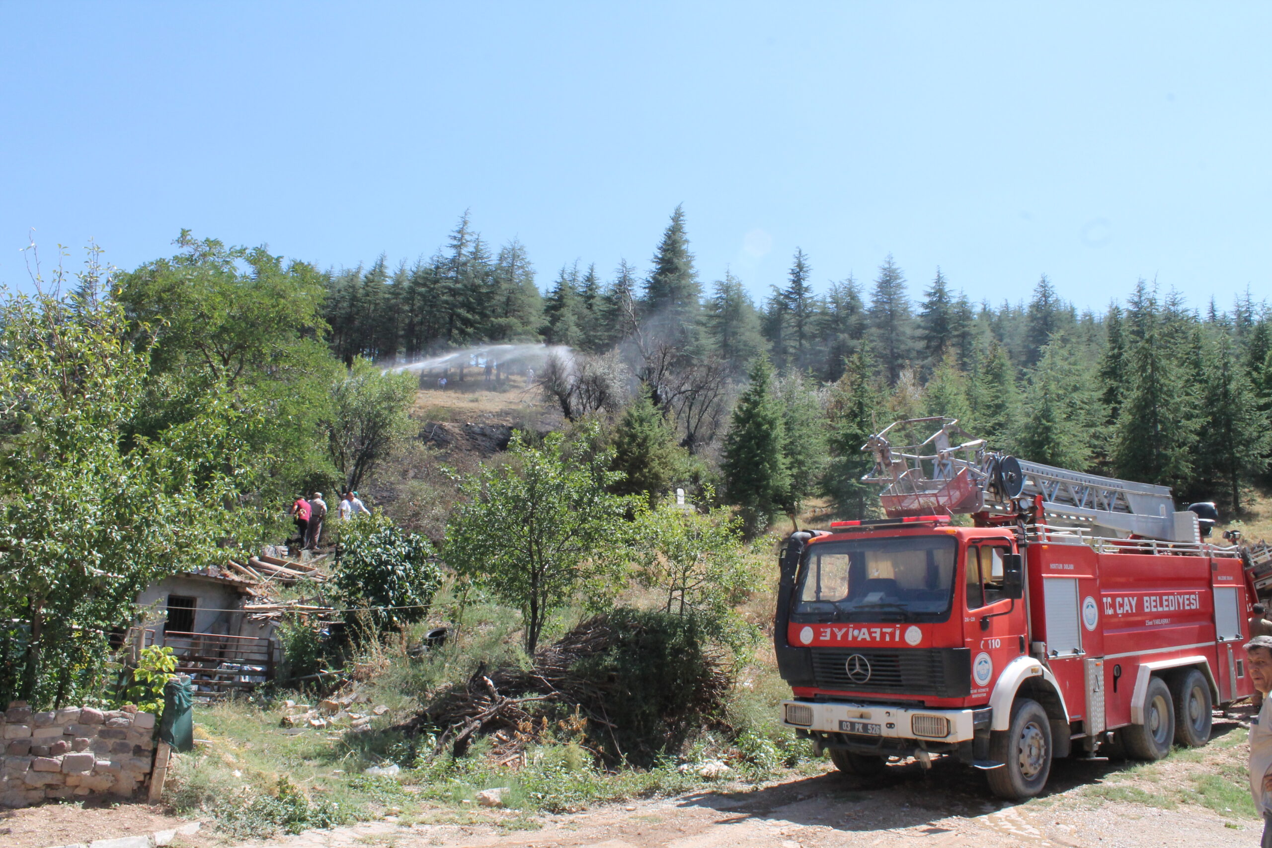 Afyonkarahisar Çay’da çıkan yangın söndürüldü