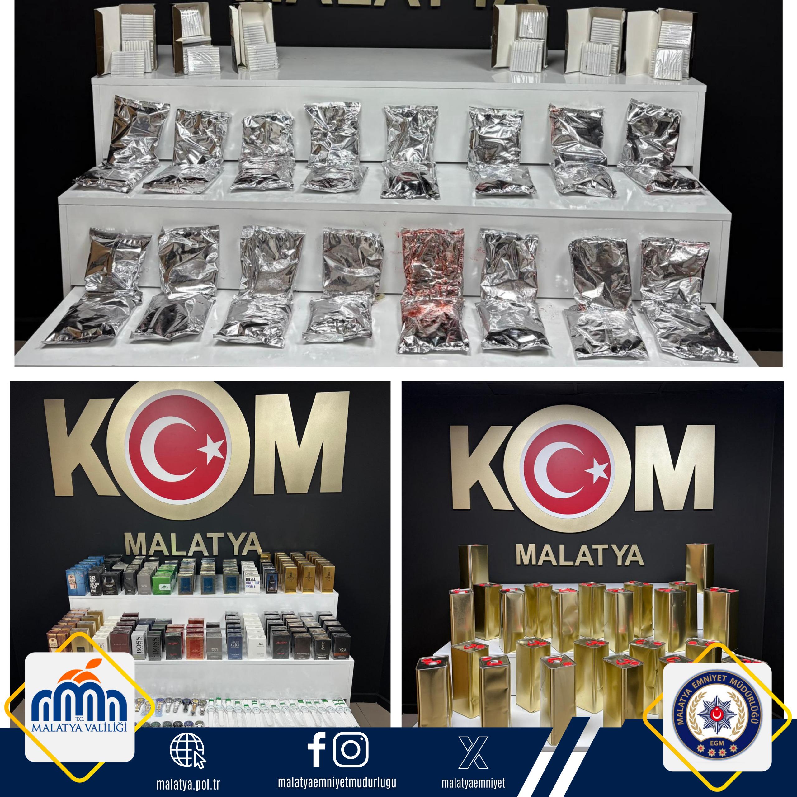 Malatya’da Kaçakçılık Operasyonlarında Çok Sayıda Ürün Ele Geçirildi