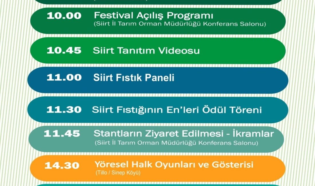 Siirt Fıstığı Doğa ve Kültür Festivali Başlıyor Siirt’in en önemli tarımsal