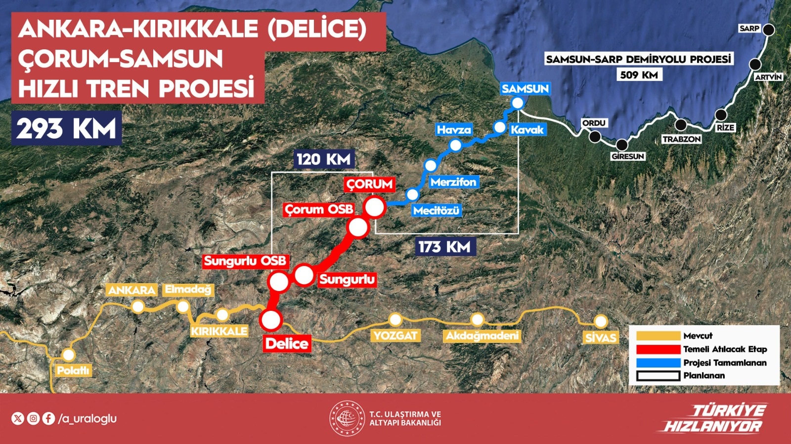 Ankara-Kırıkkale-Çorum-Samsun Hızlı Demiryolu’nda Yüzde 30 İlerleme Sağlandı