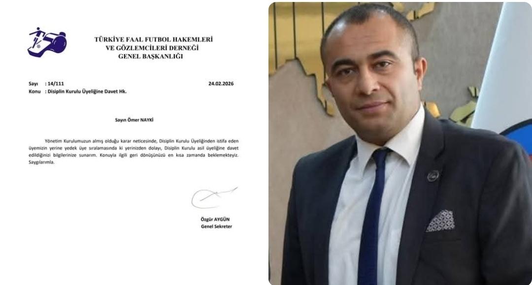 TFFHGD Genel Merkezi Disiplin Kurulu Asil Üyeliğine Ömer Nayki Atandı CEM DAŞDELEN- KARS /