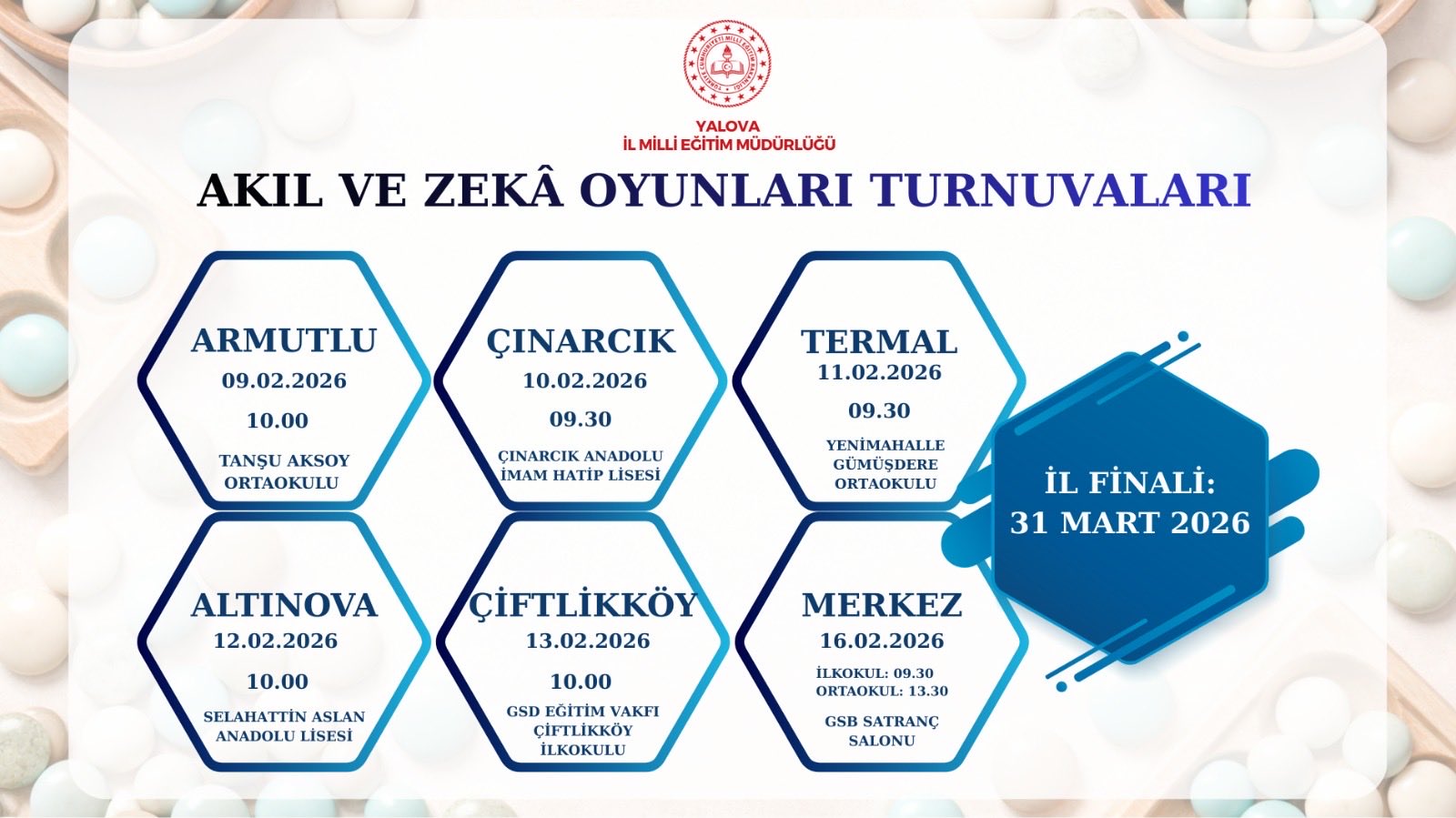 Yalova’da Akıl ve Zekâ Oyunları Turnuvası Başlıyor