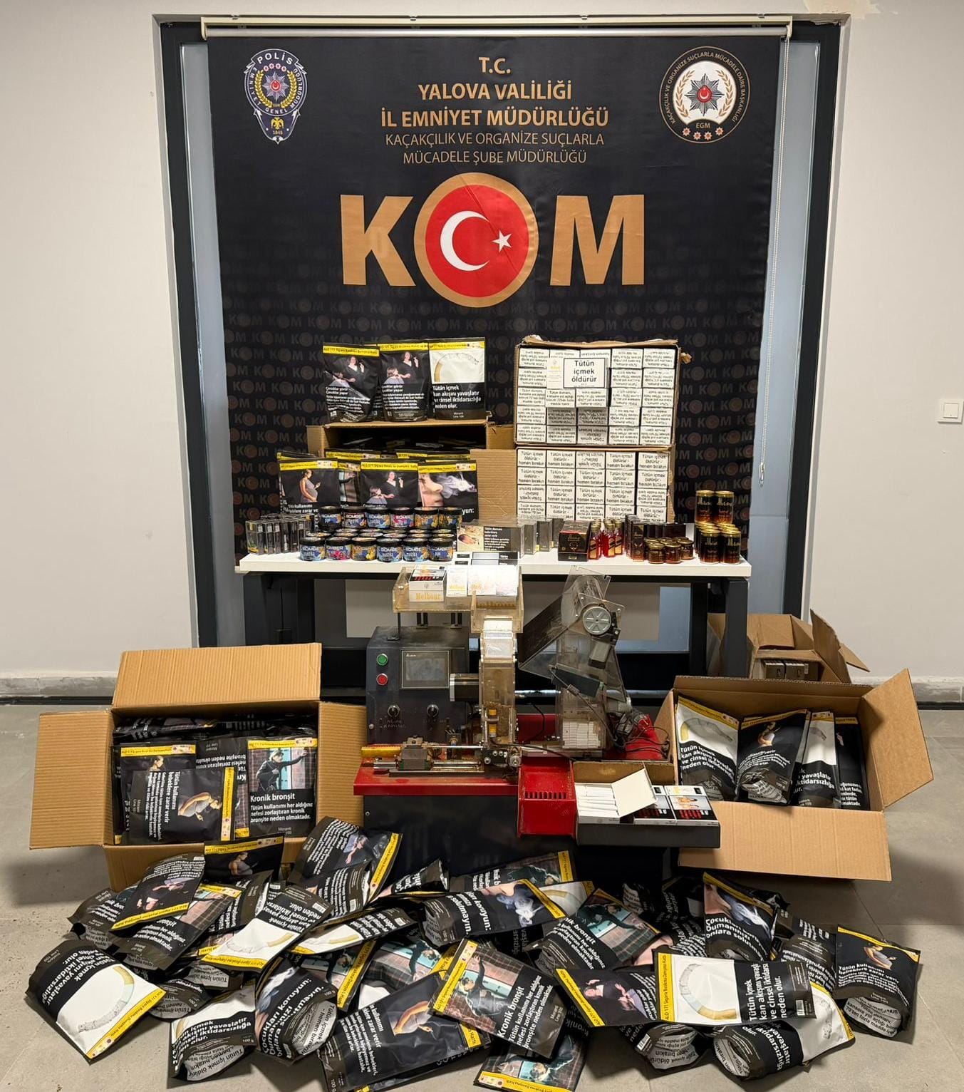 Yalova’da Kaçakçılık Operasyonu: 1,5 Milyon Boş Makaron Ele Geçirildi