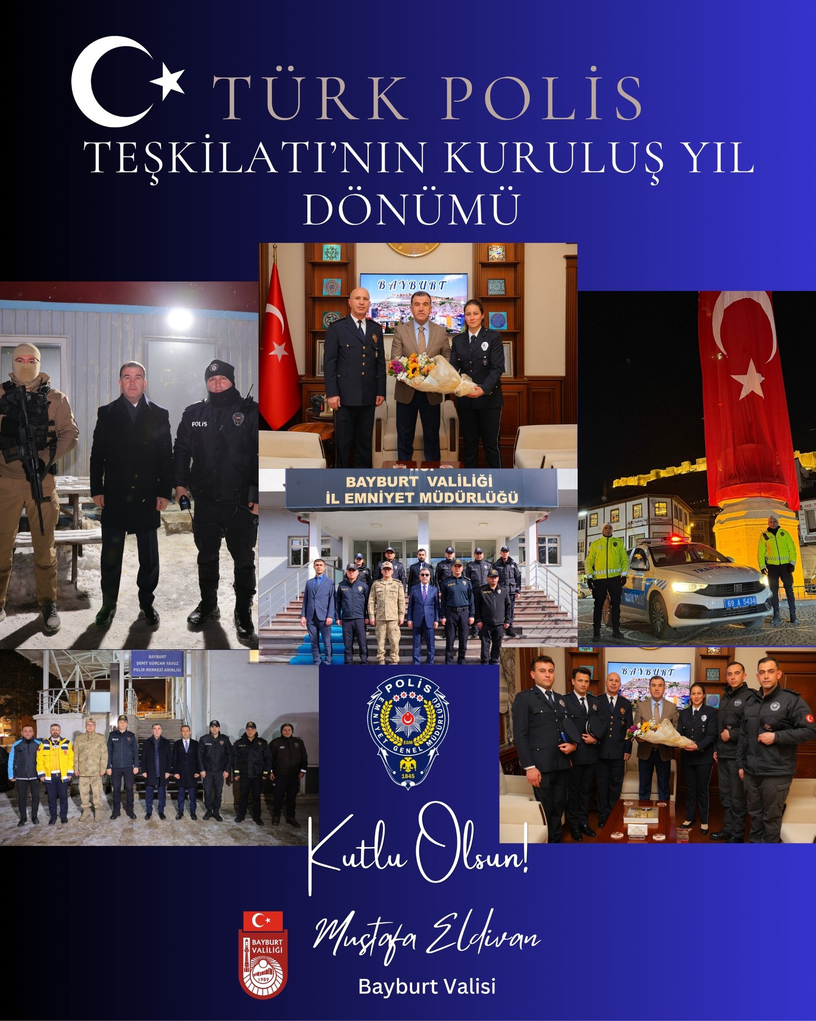 Bayburt Valiliği’nden Türk Polis Teşkilatı’nın 181. Kuruluş Yıl Dönümü Mesajı