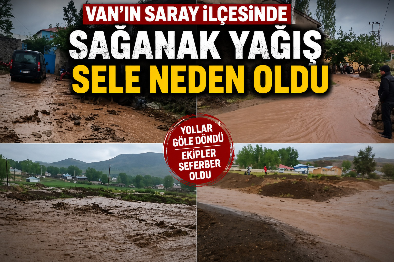 Van’ın Saray ilçesinde sağanak yağış sele neden oldu