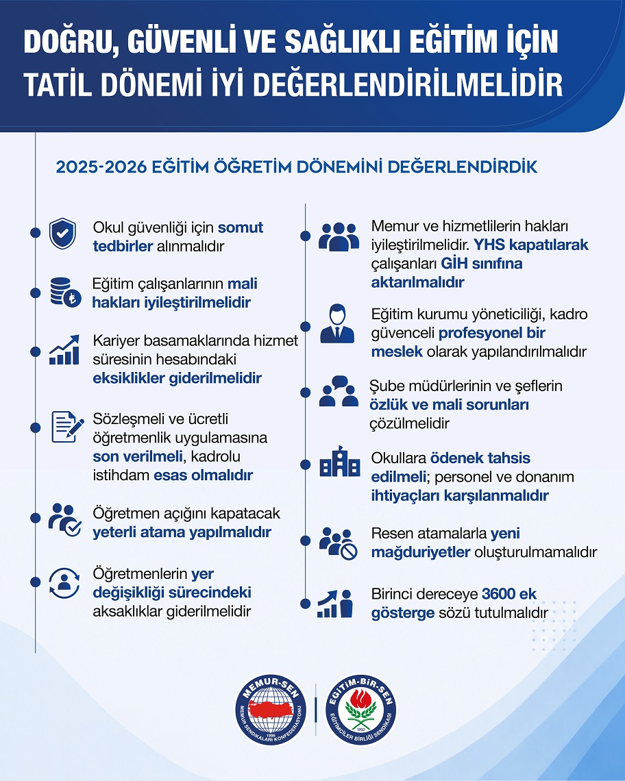 Eğitim-Bir-Sen’den Yıl Sonu Değerlendirmesi ve Çözüm Önerileri