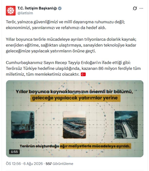 İletişim Başkanlığı tarafından yapılan açıklamada,