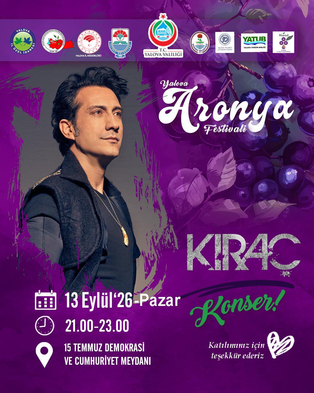 Yalova 3. Aronya Festivali Kıraç Konseriyle Renklenecek