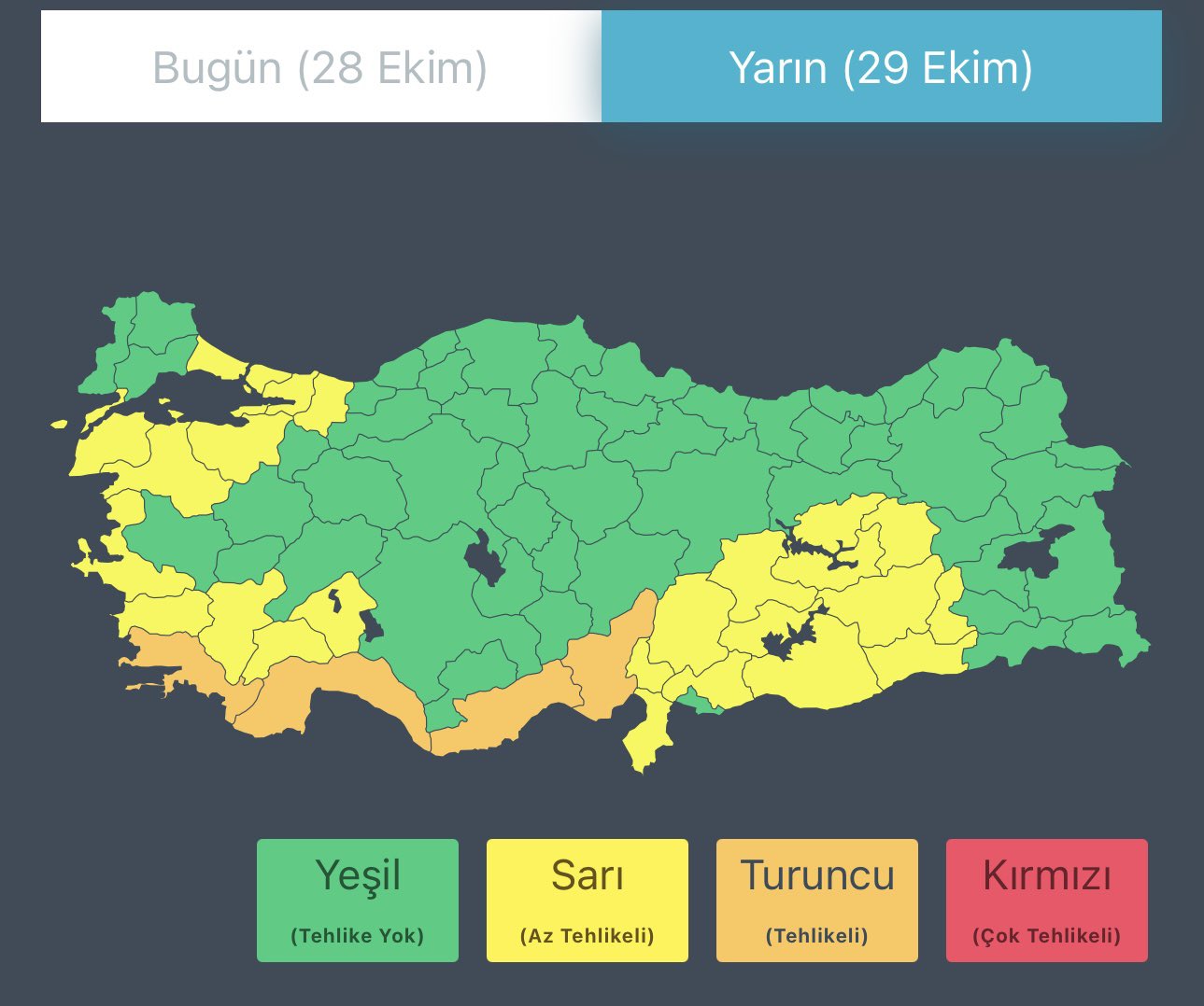 4 İl İçin Turuncu, 25 İl İçin Sarı Kodlu Yağış Uyarısı