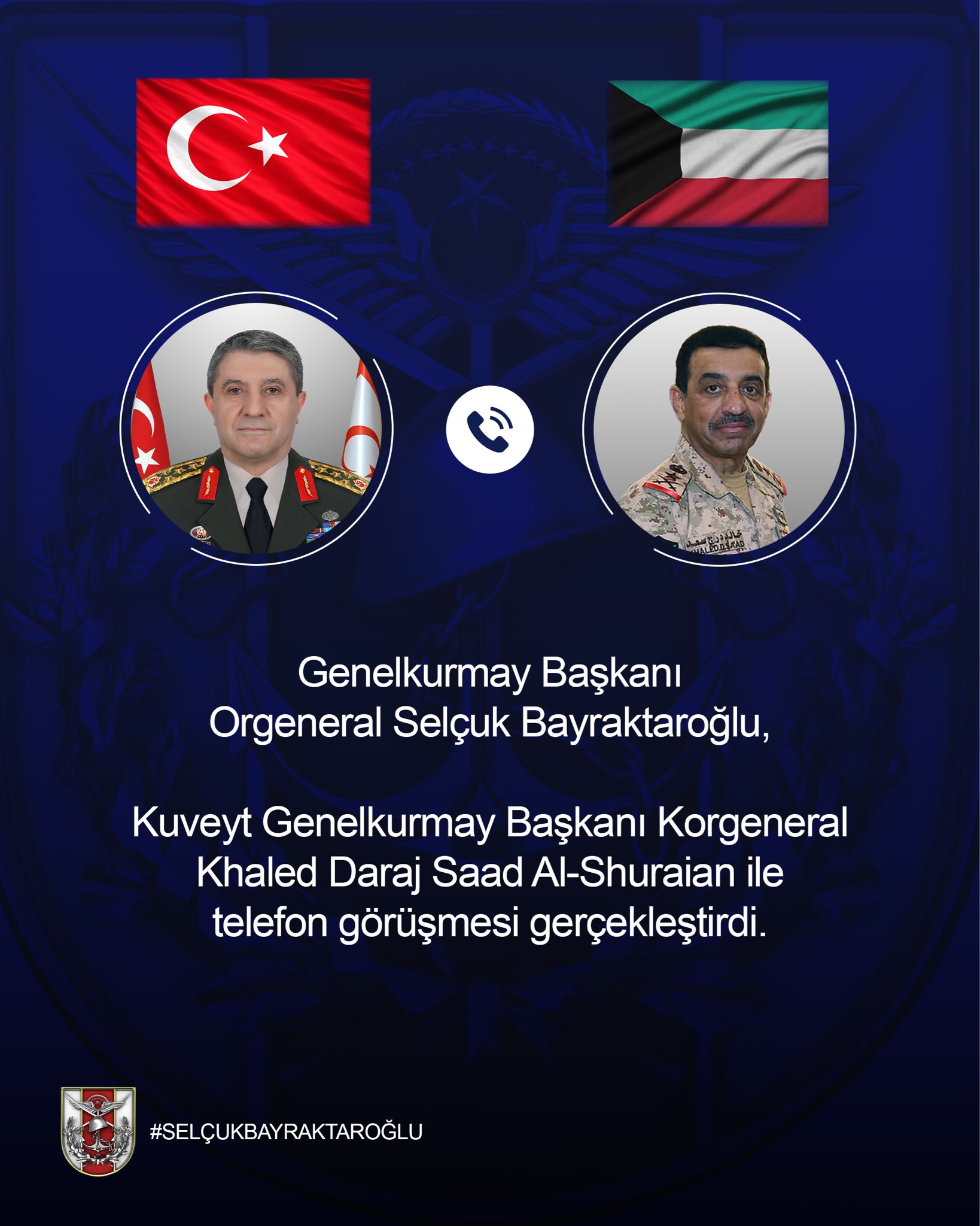 Genelkurmay Başkanı Orgeneral Bayraktaroğlu Kuveytli Mevkidaşıyla Görüştü