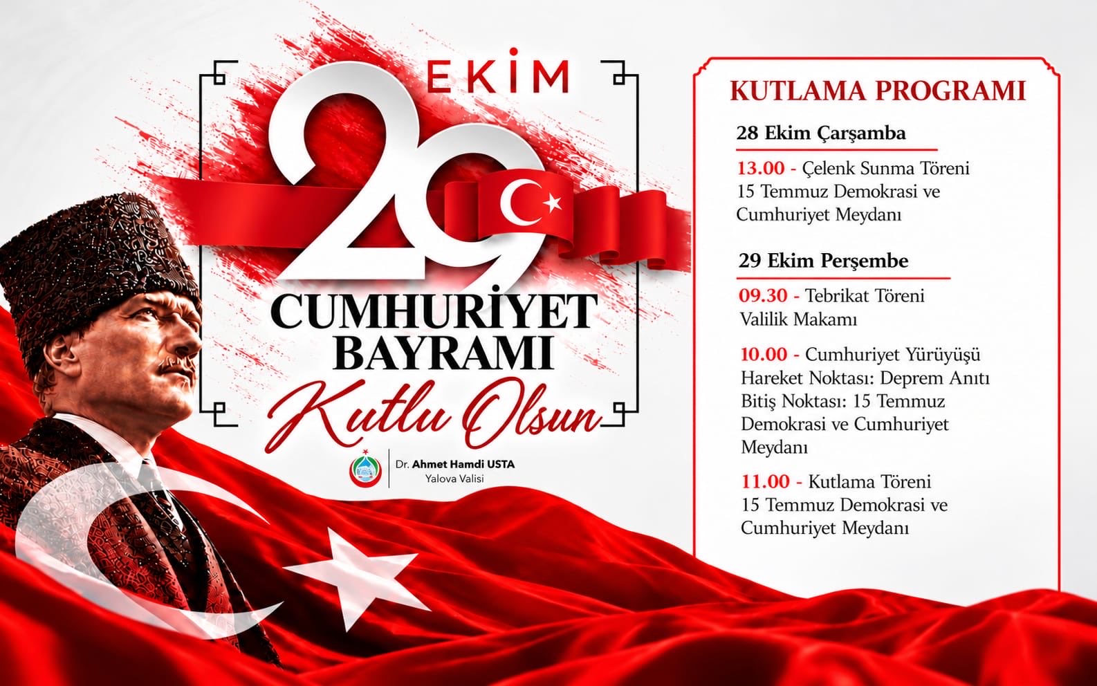 YALOVA / TEKHA Yalova Valiliği, Cumhuriyetin 103. yıl dönümü dolayısıyla