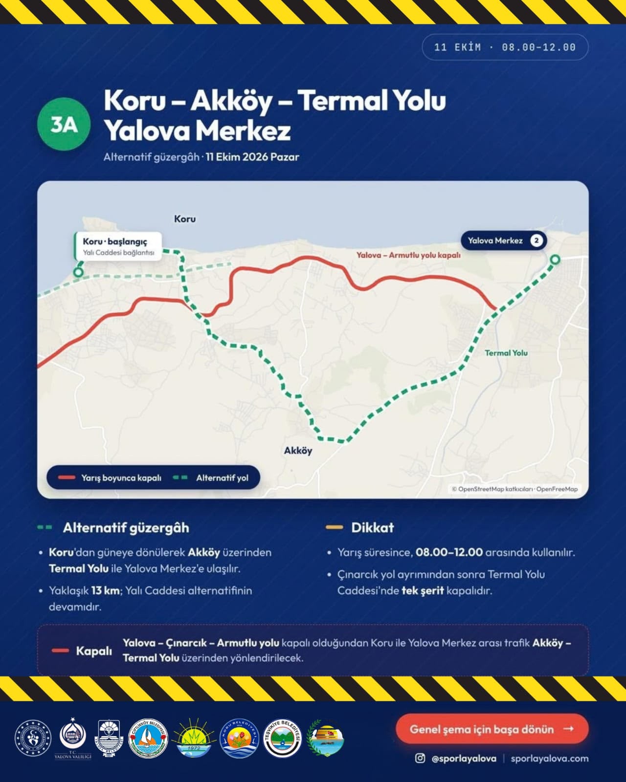 Granfondo Yalova Nedeniyle 11 Ekim’de Trafik Akışına Geçici Düzenleme