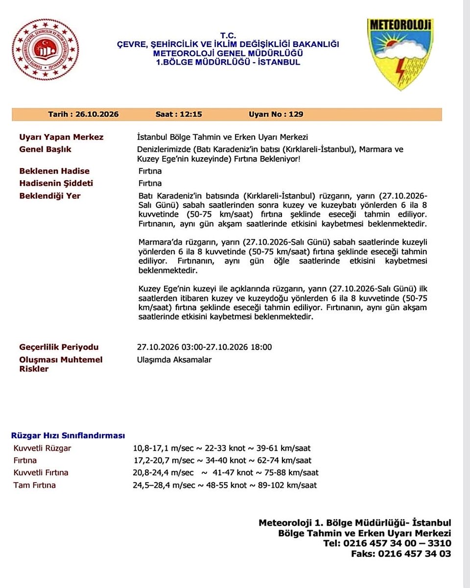 YALOVA / TEKHA Yalova Valiliği, Meteoroloji Genel Müdürlüğü 1. Bölge