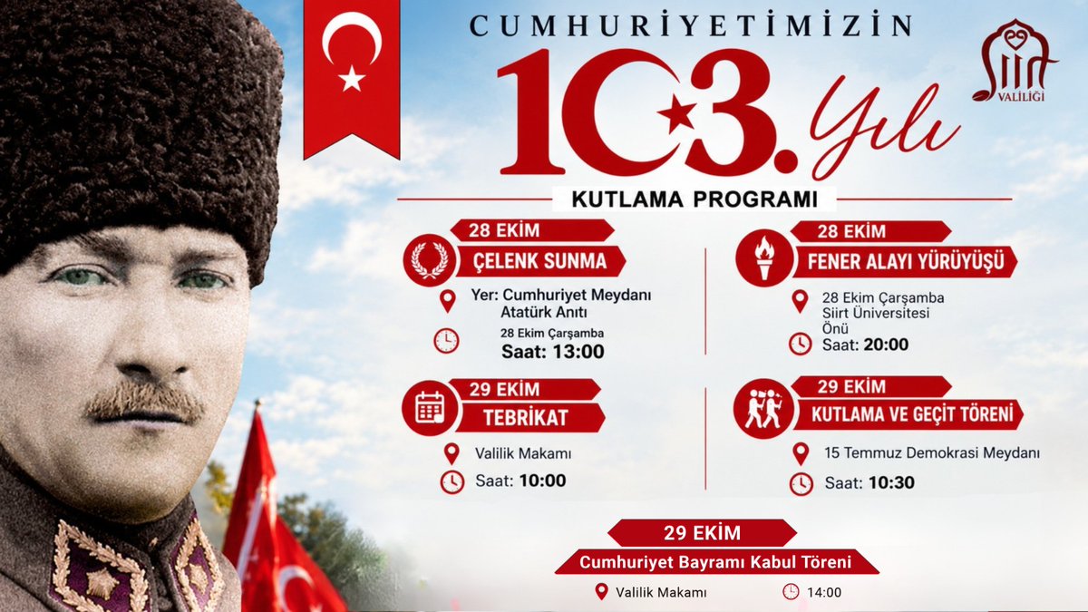 SİİRT / TEKHA Türkiye Cumhuriyeti’nin kuruluşunun 103. yıl dönümü, Siirt’te