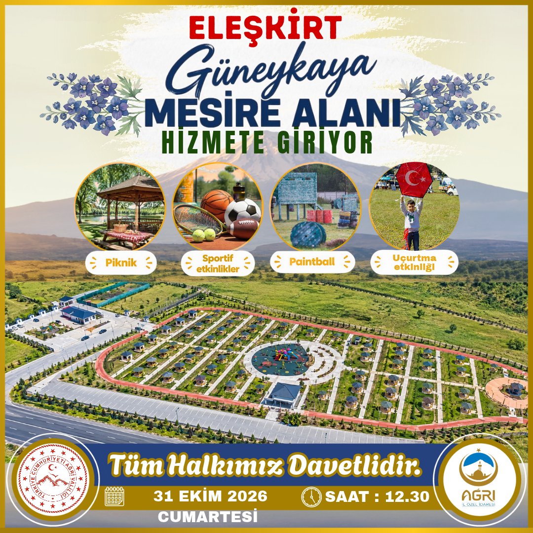 AĞRI / TEKHA Ağrı Valiliği, Eleşkirt ilçesinde bulunan Güneykaya Mesire